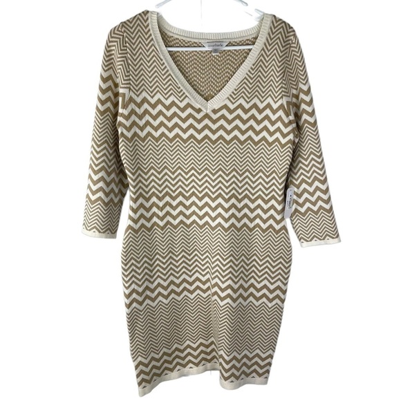 Tab and White Chevron Sweater Bodycon Dress Size Medium - Picture 8 of 11